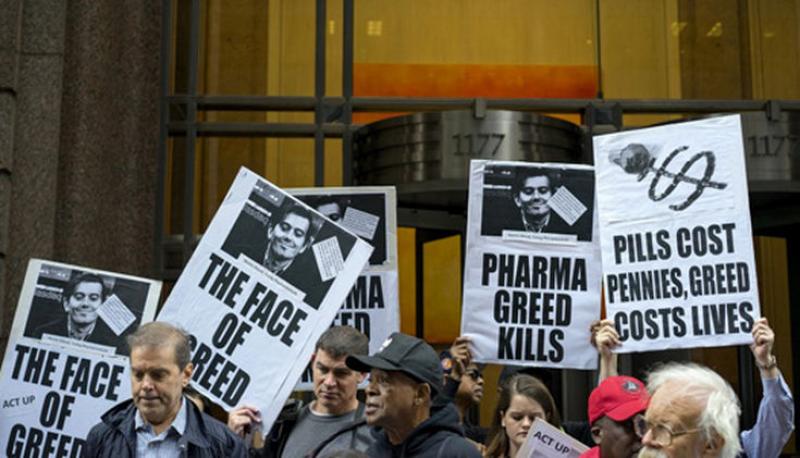 Pharma Greed Kills protestors