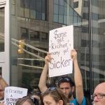 Protester with sign